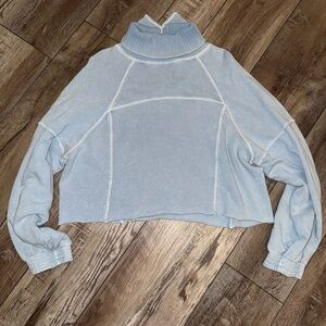 Aerie Cropped Acid Wash Pullover